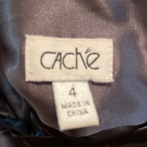 Cache 4 formal mini dress cocktail party rhinestone pleated bubble hemline gray - Picture 4 of 7